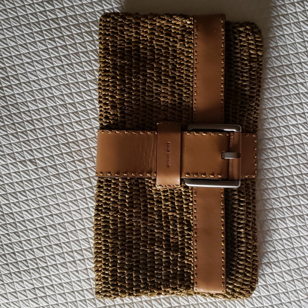 Michael Kors Collection Janey Raffia Clutch